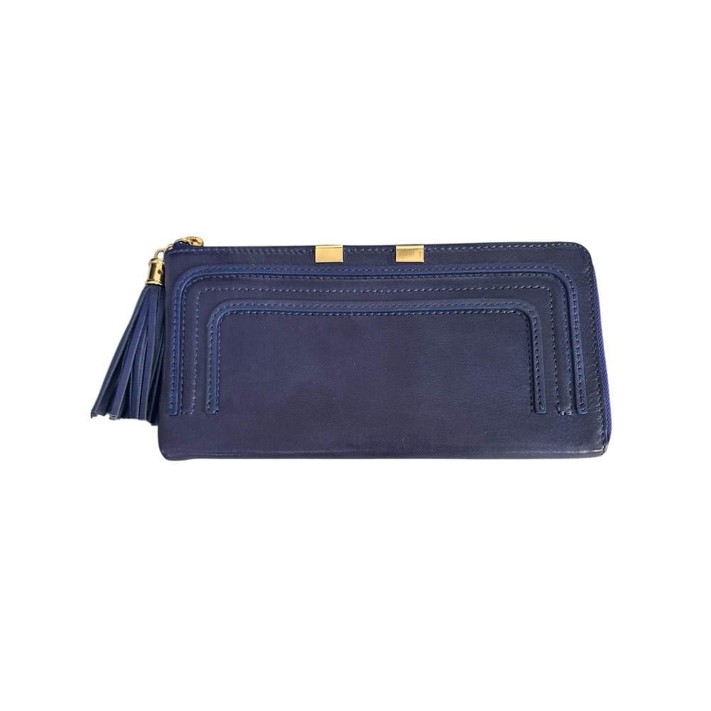 Danier Wallet Clutch with Removeable Wrist Strap Leather Blue